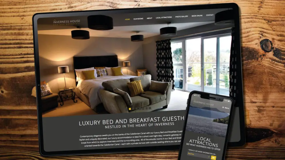 WordPress web design for guesthouse, Inverness