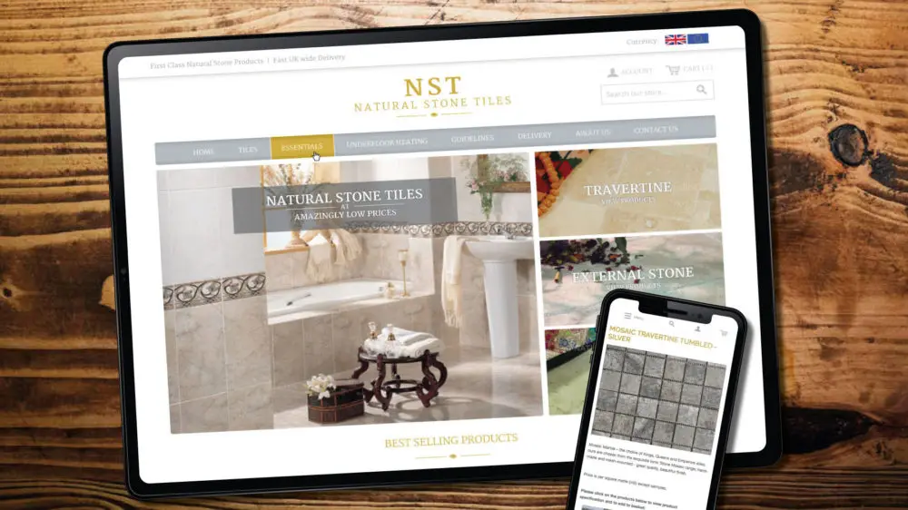 New web design for Tiles R Us Magento website in Bridgend
