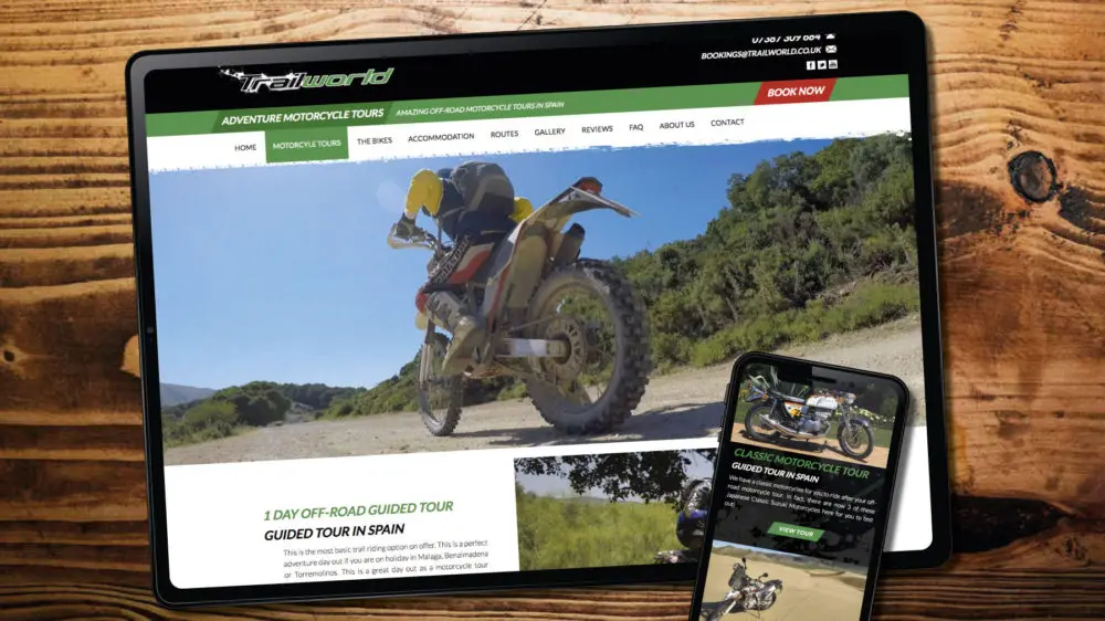 WordPress web design theme for motorcycle website. Created in-house by our web designer.